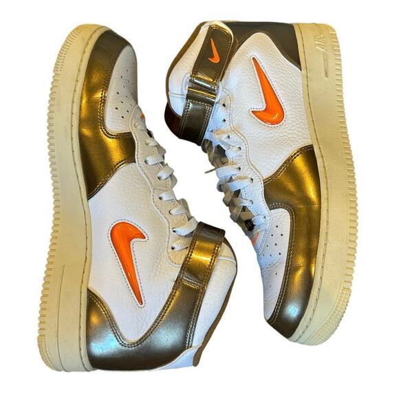 Nike Air Force 1 Mid Ale Gold Size 11.5 Mens Orange White 2021 DH5623-100 AF1 QS